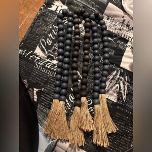Decorative Beaded Tassel Strand Set - Blue & Brown